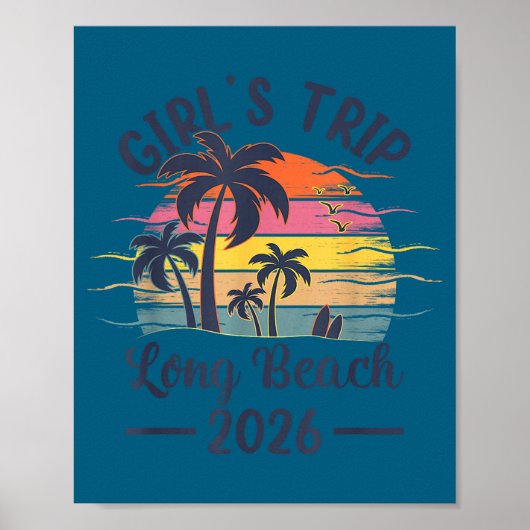 Meisjes Long Beach Ca Reis Vintage Poster (Voorkant)