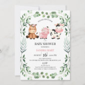 Meisjes Loofkrans Boerderijdieren Baby Shower Kaart (Voorkant)