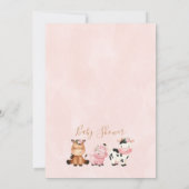 Meisjes Loofkrans Boerderijdieren Baby Shower Kaart (Achterkant)