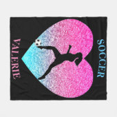 Meisjes Love Soccer Black Custom Fleece Blanket (Voorkant (Horizontaal))
