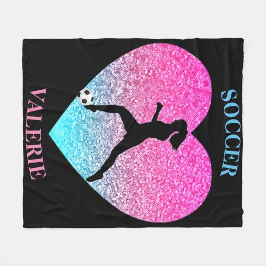 Meisjes Love Soccer Black Custom Fleece Blanket (Voorkant (Horizontaal))