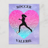 Meisjes Love Soccer Briefkaart (Voorkant)