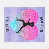 Meisjes Love Soccer Fleece Deken (Voorkant (Horizontaal))