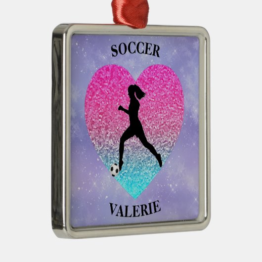 Meisjes Love Soccer Metalen Ornament (Rechts)