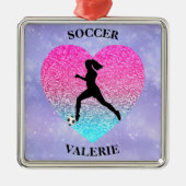 Meisjes Love Soccer Metalen Ornament (Voorkant)