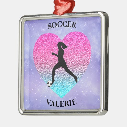 Meisjes Love Soccer Metalen Ornament (Links)