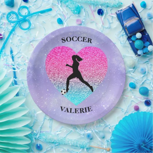 Meisjes Love Soccer Papieren Bordje (Feest)