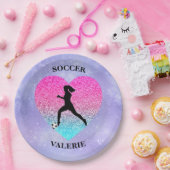 Meisjes Love Soccer Papieren Bordje (Feest)