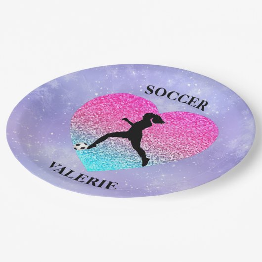 Meisjes Love Soccer Papieren Bordje (Gekanteld)