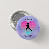 Meisjes Love Soccer Ronde Button 3,2 Cm (Voorkant /achterkant)