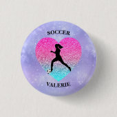 Meisjes Love Soccer Ronde Button 3,2 Cm (Voorkant)