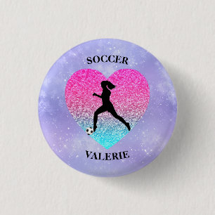Meisjes Love Soccer Ronde Button 3,2 Cm