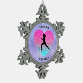 Meisjes Love Soccer Tin Sneeuwvlok Ornament (Links)