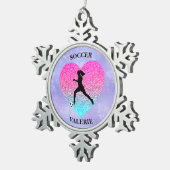 Meisjes Love Soccer Tin Sneeuwvlok Ornament (Rechts)