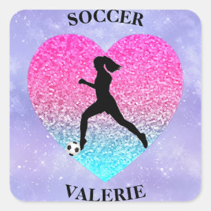 Meisjes Love Soccer Vierkante Sticker