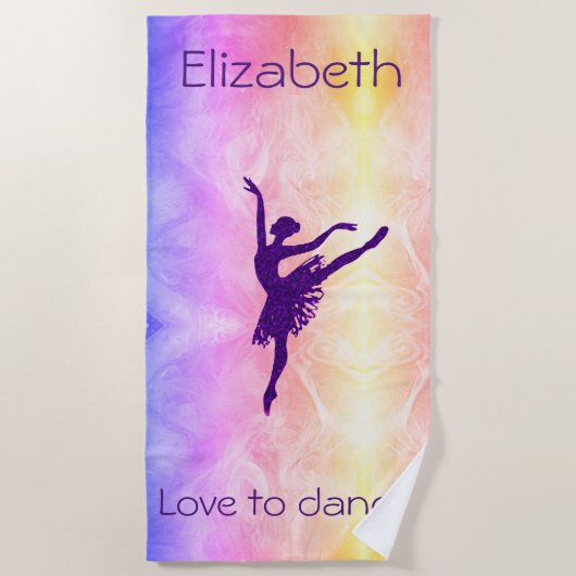 Meisjes "Love to Dance" Ballerina Beach Towel Strandlaken (Voorkant)