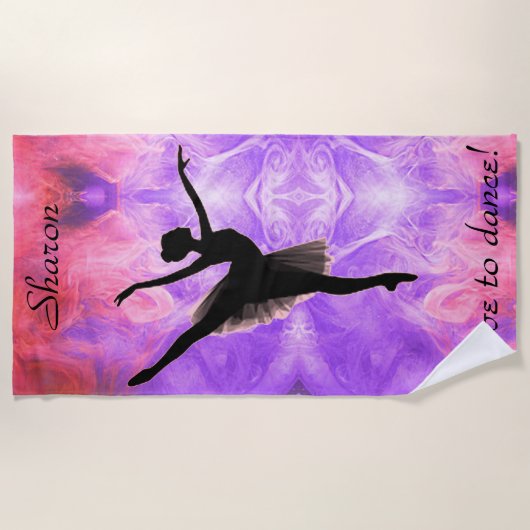 Meisjes "Love to Dance" Roze en Paarse keukenhandd Strandlaken (Voorkant)