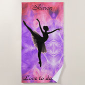 Meisjes "Love to Dance" Roze en Paarse keukenhandd Strandlaken (Voorkant)