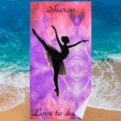 Meisjes "Love to Dance" Roze en Paarse keukenhandd Strandlaken