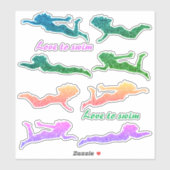 Meisjes "Love to swim" Sparkly Swimmer Stickers! Sticker (Vel)