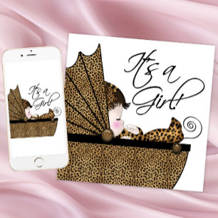 Meisjes Luipaard Baby Shower Kaart