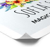 Meisjes Magical Rainbow Unicorn & Name Kinder Room Poster (Hoek)