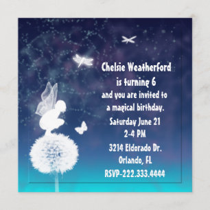 Meisjes magie Fairy Birthday Party Invitation Kaart