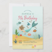 Meisjes Magisch Onder het Zee Zeemeermin 5e Verjaa Kaart (Voorkant)