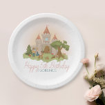 Meisjes Magisch Roze Sprookjeskasteel Kinderen Ver Papieren Bordje<br><div class="desc">Dit magische sprookjesachtige kinderverjaardagspapier bord is ontworpen met een moderne prins en prinses, met een betoverd kasteel, vlinders, bloemen, hazen, een magisch hert en grillige paddestoelen. Dit roze "once upon a time" -ontwerp kan gemakkelijk worden gepersonaliseerd met de naam en leeftijd van uw meisjes. De perfecte betoverde aanvulling op het...</div>