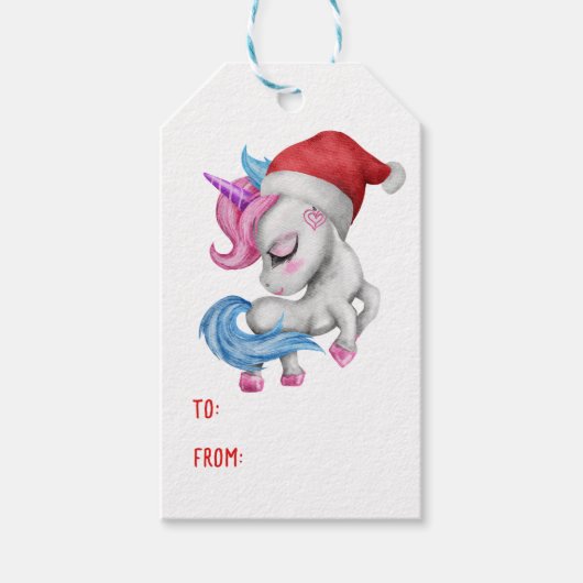 Meisjes magische eenhoorn regenboog Kinder kerst Cadeaulabel (Voorkant)
