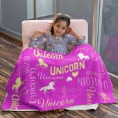 Meisjes  Magische Eenhoorn Roze Geel Fleece Deken