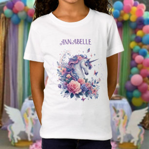 Meisjes Magische Eenhoorn Roze Paarse Sparkles Naa T-shirt