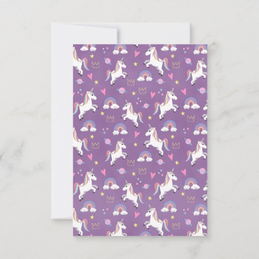 Meisjes Magische Paarse Eenhoorn Kids Verjaardag Bedankkaart (Achterkant)