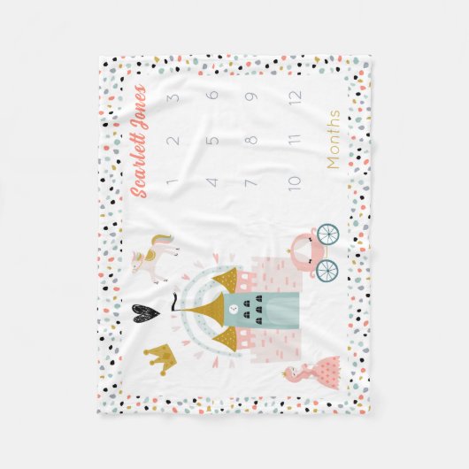 Meisjes Magische Prinses Kasteel Maandelijkse mijl Fleece Deken (Voorkant)