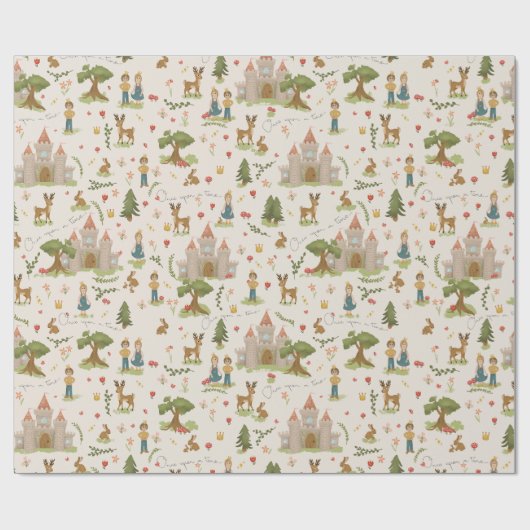 Meisjes Magische Sprookjesprinses Kinderen Verjaar Cadeaupapier (Vlak)