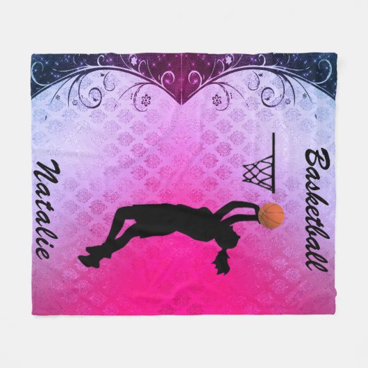 Meisjes Majestic Gradient Basketbal Fleece Deken (Voorkant (Horizontaal))