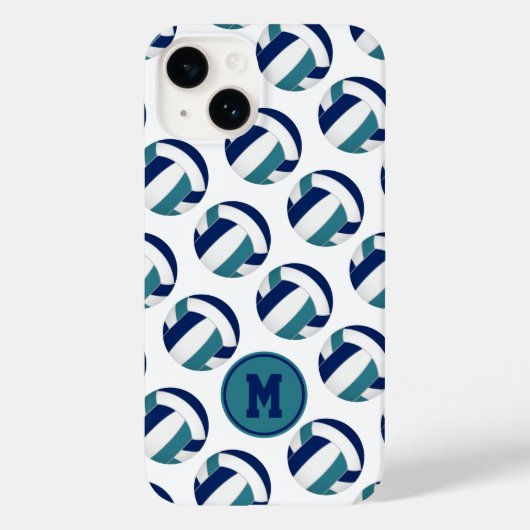 Meisjes marineblauw blauwgroen volleybalpatroon Case-Mate iPhone case (Achterkant)