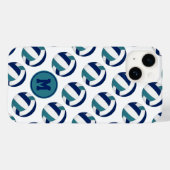 Meisjes marineblauw blauwgroen volleybalpatroon Case-Mate iPhone case (Achterkant (horizontaal))