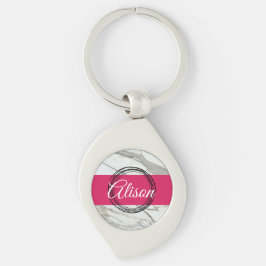 Meisjes marmer roze aangepaste naam minimaal ontwe sleutelhanger
