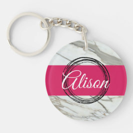 Meisjes marmer roze design sleutelhanger