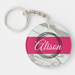 Meisjes marmer roze design sleutelhanger