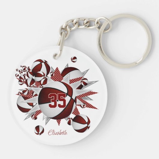 Meisjes Maroon basketballen sterren Sleutelhanger (Achterkant)