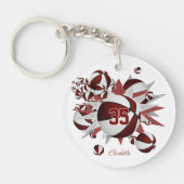Meisjes Maroon basketballen sterren Sleutelhanger (Voorkant)