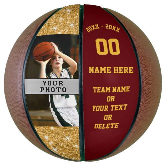 Meisjes Maroon, Goud, Persoonlijke Basketball Ball Basketbal (Verticaal)