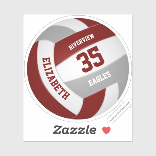 meisjes maroon grijs team kleuren volleybal sticker (Vel)