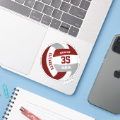 meisjes maroon grijs team kleuren volleybal sticker (Laptop met iPhone)