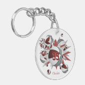 Meisjes Maroon grijze basketballen sterren Sleutelhanger (Voorkant Links)