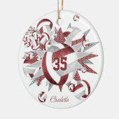 Meisjes Maroon Grijze Volleyballen Sterren Keepsak Keramisch Ornament (Links)