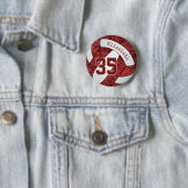 Meisjes maroon wit volleybal team kleuren ronde button 5,7 cm (In situ)