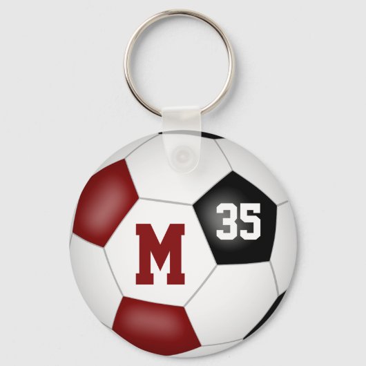Meisjes Maroon Zwart Voetbal Team Lid Geschenken Sleutelhanger (Achterkant)
